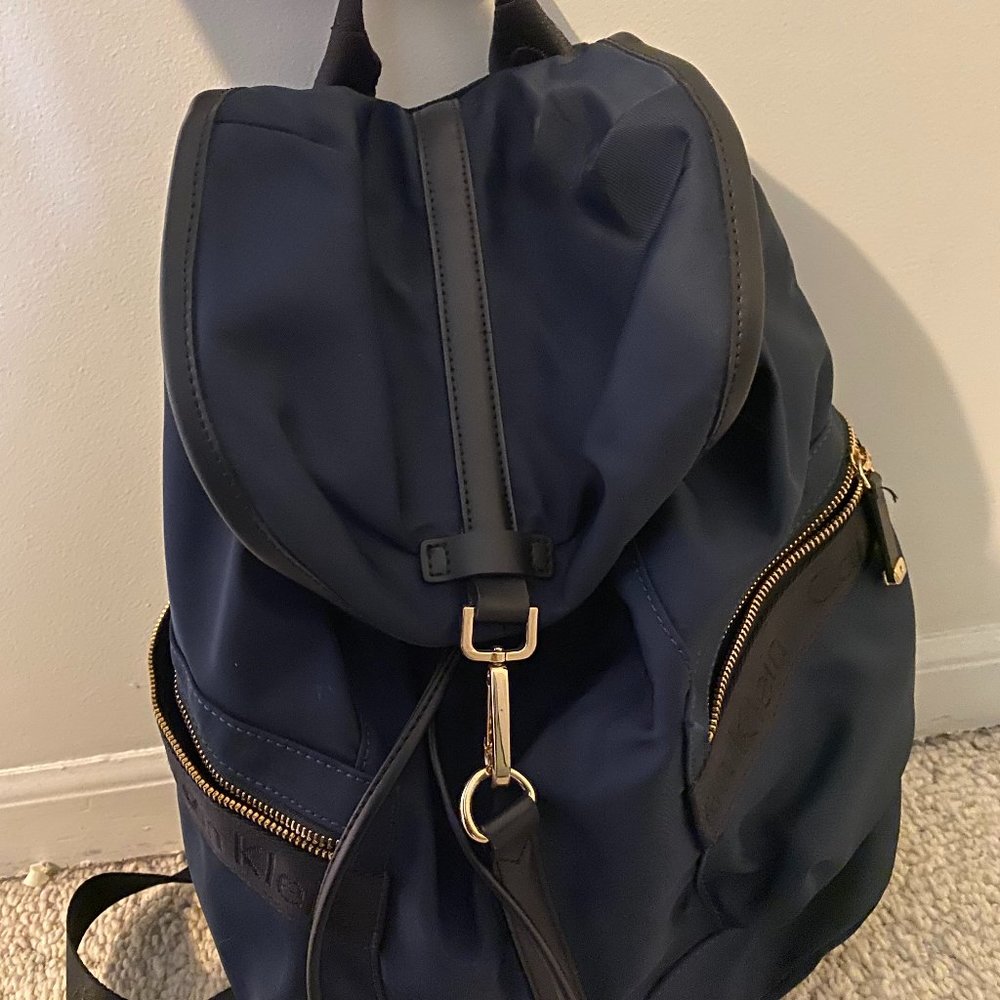 Calvin Klein Navy Nylon Backpack 12”x14”